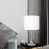 KARMIQI Modern Crystal Table Lamp Contemporary Twisted Faceted Crystal Chrome Table Lamp with White Fabric Shade Decorat KARMIQI Modern Crystal Table Lamp Contemporary Twisted Faceted Crystal Chrome Table Lamp with White Fabric Shade Decorat